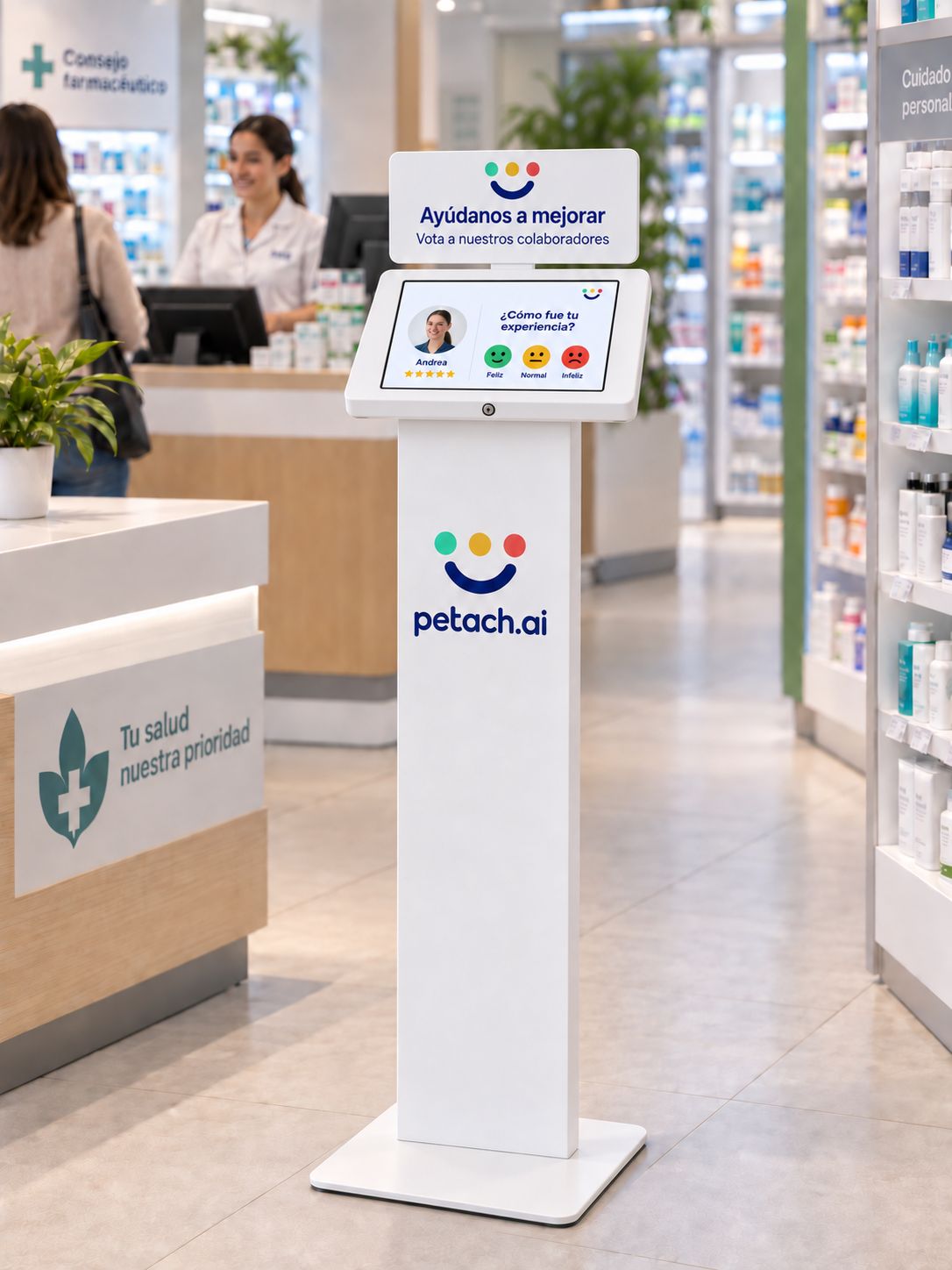 Stand Petach en una farmacia